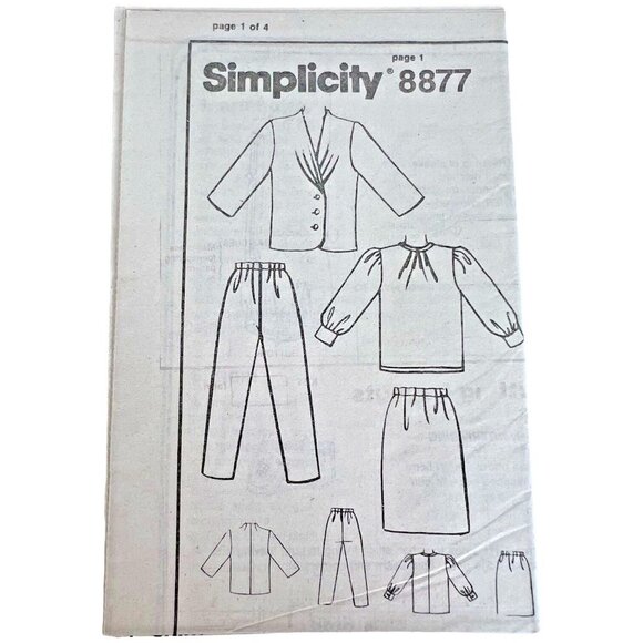 1988 Plus Size Simplicity Sewing Pattern 8877 Blouse Jacket Pant 28W 30W 32W UC - Picture 3 of 5